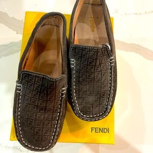 Brown Fendi suede loafers